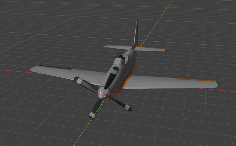P-51 Mustang in Blender, solid shading with livery applied